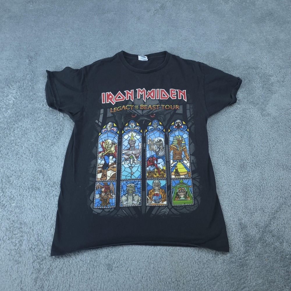 Iron Maiden Shirt Mens Medium Black Legacy Of The Beast Tour Graphic Metal Tee